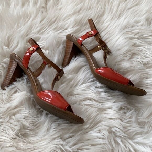 Tahari | Betsy T Strap Orange & Brown Pumps | 7 - Picture 2 of 6